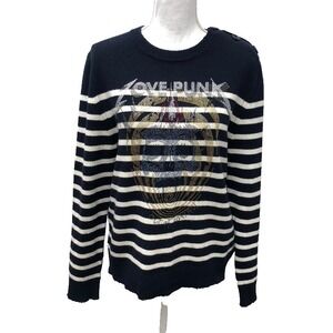 Zadig & Voltaire Jeremia Merino Wool Stripes Punk Sweater Womens Medium Rocker